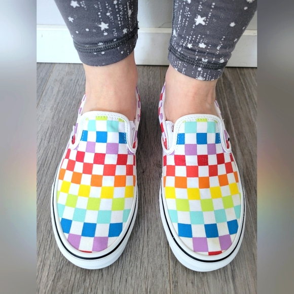 VANS  MULTICOLOR CHECKERBOARD WOMENS SLIP ON SHOES SIZE 6.5 or 5 Men's - Picture 3 of 6